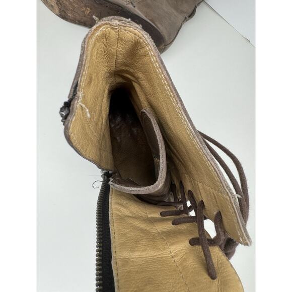 Frye Women’s Size 8 Lace Up Courtney Combat Gray Taupe Boot Block Heels Grunge - Picture 10 of 12